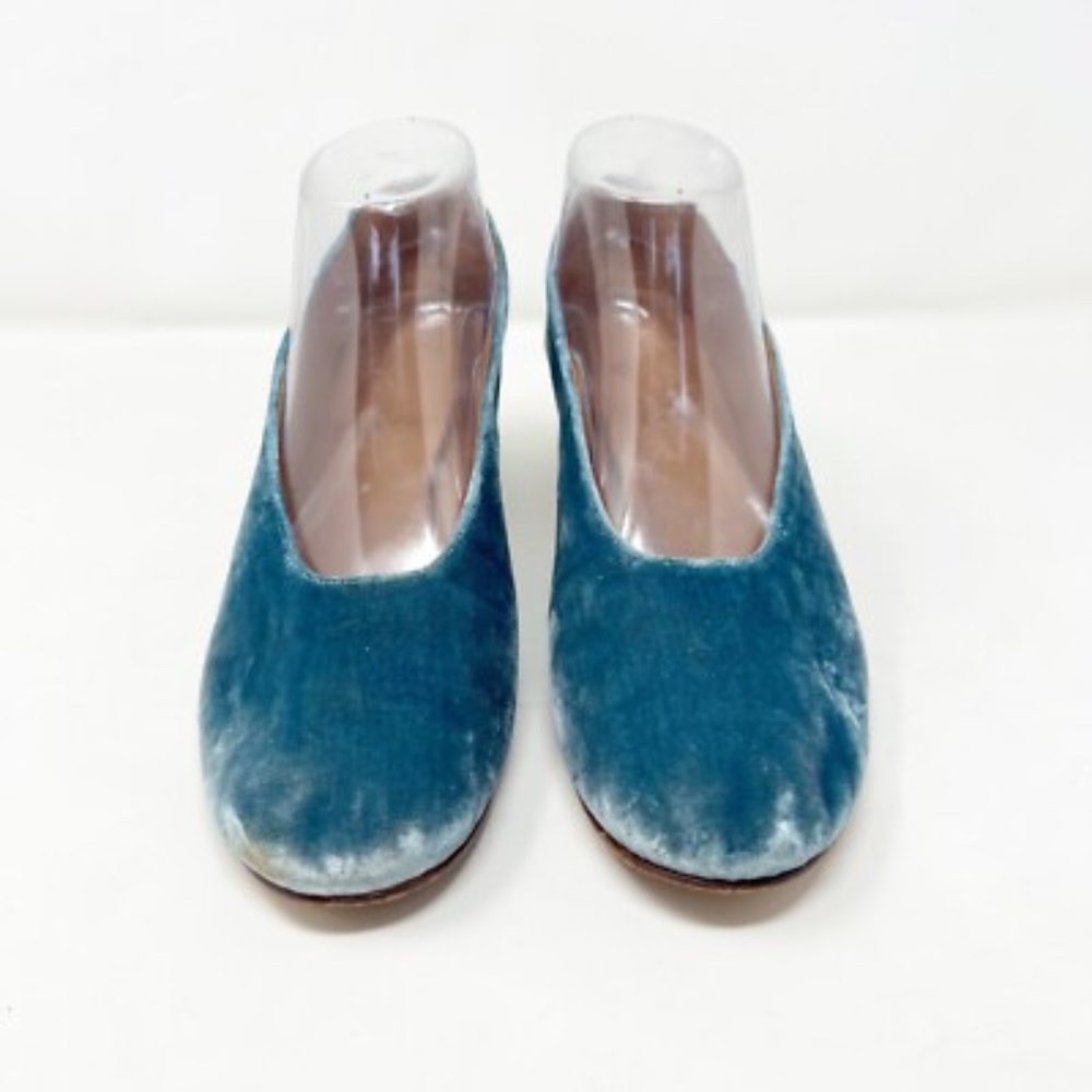 MARTINIANO Shoes Heels Size EU 39 US 8.5 Blue Velvet Velour High Glove RARE